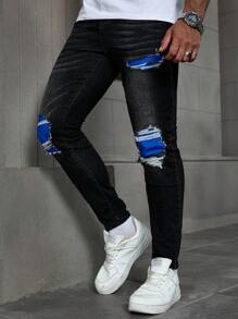 Manfinity EMRG Men's Washed Black Denim Skinny Jeans With Stretch