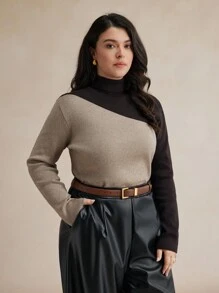 BizChic 大码拼色高领套头衫