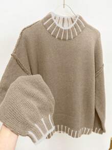 Chiquease Women's Casual Loose Striped Crew Neck Sweater, Fall/Winter,Long Sleeve Tops