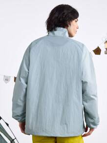 In My Nature Men's Spring Autumn Long Sleeve Loose Zip-Front Casual Jacket - Green - View 2