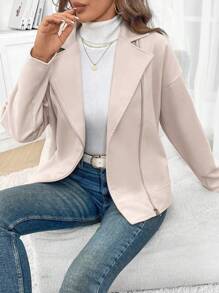 Chiquease Chaqueta de lana elegante y de moda con cuello plegable para mujeres