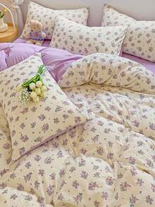 Bộ chăn ga gối họa tiết hoa lá 3 món, vỏ chăn và vỏ gối mềm mại đã giặt, giường đôi/giường đôi lớn/giường cỡ Queen/giường cỡ King - Nhiều màu - Xem 6