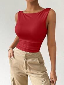 SHEIN EZwear Đồ lót áo hai dây - Đỏ - Xem 5