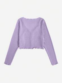 SHEIN EZwear Plus Size Women V-Neck Button Down Long Sleeve Casual T-Shirt, Spring/Summer