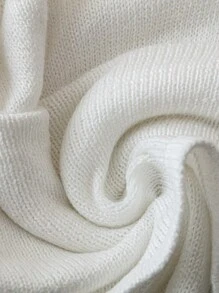 SHEIN LUNE Suéter casual de hombros abiertos de manga larga con dobladillo asimétrico de unicolor para mujeres de tallas grandes