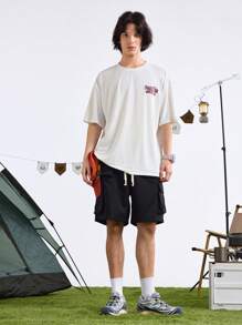 In My Nature Men's Letter Print Short Sleeve Outdoor T-Shirt - White - View 7