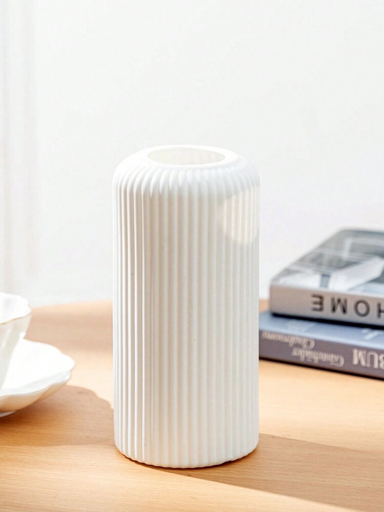 1pc Ceramic Look Plastic Composite Vase, Unbreakable Vase, Height 7.8 Inch Plastic Vase, Simple Tabletop Vase, Dried Flower Vase For Pampas Grass Decoration And Artificial Flower Vase For Home Decor, Bohemian Vase For Wedding Party Table Home Decor,Home Decor,Flower Vase,Centerpiece,Table Decor,Fall Decor