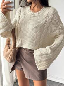 Chiquease Dames lente en herfst casual effen kleur klokmouwen trui
