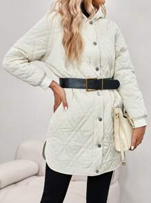 EMERY ROSE Hooded Warm Medium-Length Padded Outerwear Jacket, Apricot Color