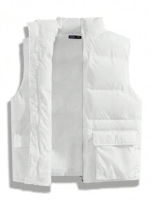 GENTILAND Áo vest không tay đệm dệt ôm vừa vặn cho nam, phù hợp cho mùa thu/đông - trắng - Xem 1