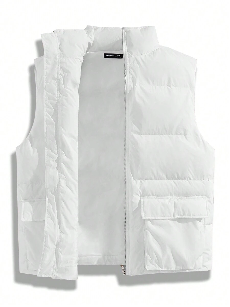 GENTILAND Áo vest không tay đệm dệt ôm vừa vặn cho nam, phù hợp cho mùa thu/đông - trắng - Xem 1