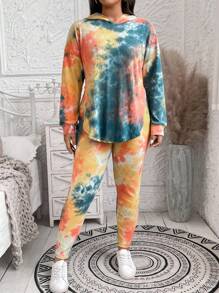 SHEIN LUNE Bộ 2 quần áo mùa đông có mũ trùm đầu cỡ lớn thường ngày - Nhiều màu - Xem 5
