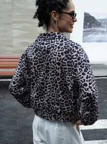 INAWLY Leopard Print Long Sleeve Jacket For Women Fall Cloth For Women - Multicolor - View 2