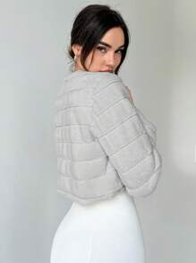 Aloruh Women Solid Color Fluffy Short Cardigan Jacket, Autumn/Winter