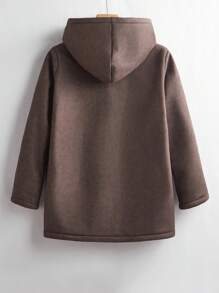 SHEIN EZwear Chaqueta casual para mujer con capucha, abotonadura, manga larga, de un solo color, revestida