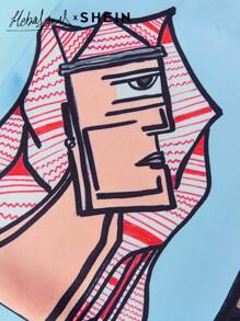 SHEIN SHEIN X Arab Artists Printed Fashionable Tote Bag