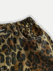 SHEIN Teen Girl Y2K Streetwear Low Waist Leopard Print Jeans
