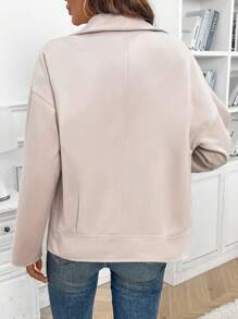 Chiquease Chaqueta de lana elegante y de moda con cuello plegable para mujeres