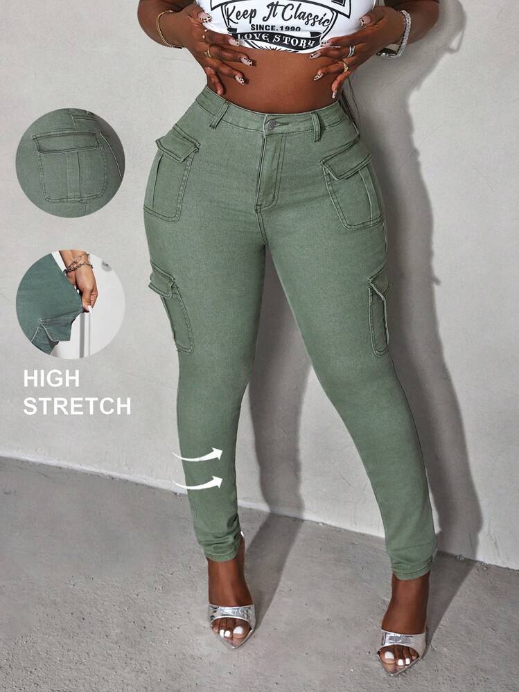 SHEIN Slayr Women s Jeans Sexy Green Skinny Stretch Overalls Leggings Jeggings Fall Pants SHEIN South Africa