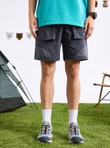 In My Nature Men's Contrast Color Patchwork Outdoor Shorts - Dark Grey - View 5