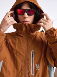 In My Nature Men's Letter Printed Raglan Sleeve Loose Fit Casual Hooded Outdoor Jacket