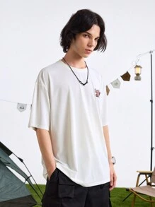 In My Nature Men's Letter Print Short Sleeve Outdoor T-Shirt - White - View 6