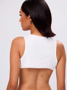 MUSERA Racer Style Cocktail Graphic Crop Tank Top Casual Summer Vacation Spring Festival Holiday - White - View 3