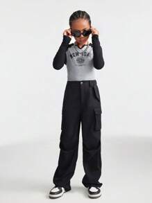 SHEIN Tween Girls Fall/Winter Daily Wear Sportswear Cargo Pants For Back To School