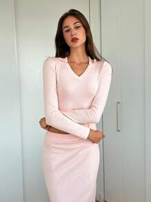 Forever 21 2 件套：粉色 Polo 领长袖上衣和长裙 - 粉色 - 查看 2