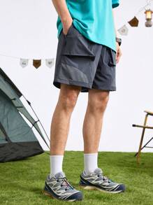 In My Nature Men's Contrast Color Patchwork Outdoor Shorts - Dark Grey - View 6