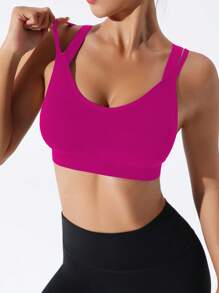 Easithlete 無縫背心運動胸衣 - 玫紅色 - 查看 5