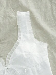 SHEIN VCAY Áo ba lỗ dệt trơn màu giản dị dành cho nữ - trắng - Xem 4