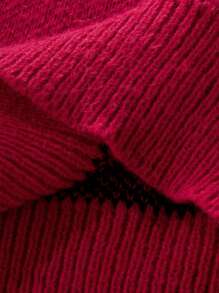 Chillumni 男士休闲宽松圆领长袖针织毛衣，秋冬款，男士图案毛衣，男士红色毛衣，男士针织毛衣，男士套头毛衣，男士冬季毛衣 - 紅色 - 查看 7