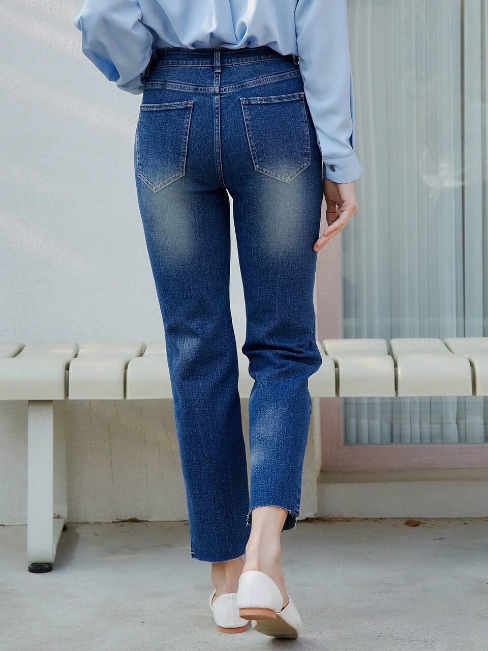 Raw Hem Flare Leg Jeans