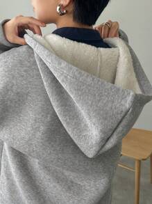 FRIFUL Women's Thermal Lined Loose Fit Hooded Jacket,Thermal Lined Women Coats - Grey - View 7