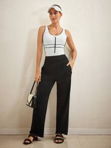 Activina 女士拉链半襟休闲无袖运动连体裤 - 白色 - 查看 7