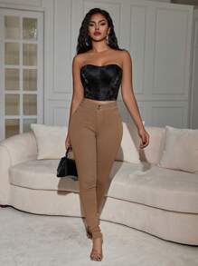 Apperloth A 高腰加絨保暖襯裡緊身褲 - 摩卡棕 - 查看 4