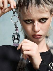 Corpse Bride X SHEIN 人物图案时尚钥匙扣包饰，情人节，婚礼上的爱人，礼物，情人节 - 彩色 - 查看 5