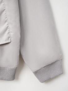 Tween Girl 豹纹翻领字母印花长袖宽松休闲夹克，秋冬 - 彩色 - 查看 6