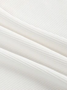 SHEIN Ensemble Top à col ras du cou en maille à manches courtes et pantalon droit pour fille préadolescente, décontracté