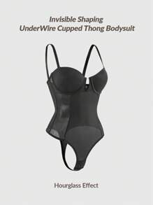 SHAPORA 女士纯色简约日常紧身衣 - 黑色 - 查看 3