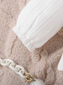 SHEIN 女婴甜美优雅蛋糕薄纱连衣裙套装，春秋 - 紅色 - 查看 3