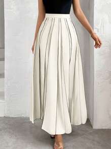 Firerie 1pc Women High Waist Pleated Skirt, Work Office Elegant