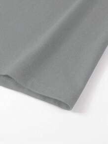 Manfinity Roughcore Camiseta de manga corta casual de cuello redondo con estampado de letras para hombre, verano - Gris - Ver 3