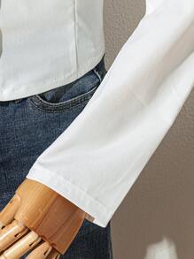 Teen Girl MOD Retro French Renaissance Puff Sleeve White Blouse, Versatile - White - View 6