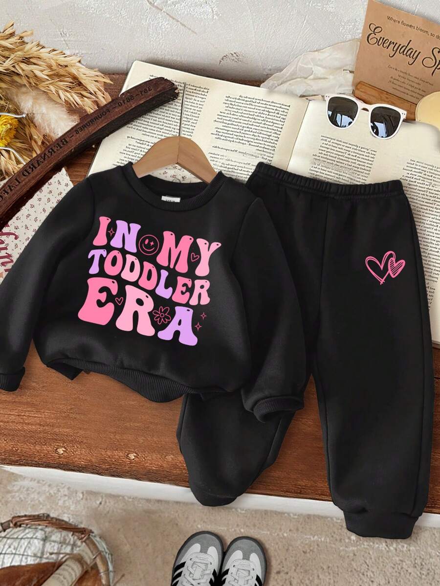 SHEIN Leap Crew Áo len dệt kim mềm mại cho bé gái ModeFlare Wear, trang phục thường ngày phù hợp cho mùa thu và đông - màu đen - Xem 1