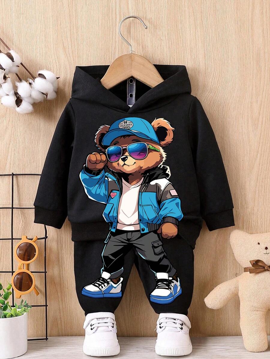 SHEIN Leap Crew 男童秋装 青少年男童 男童秋装 青少年男童 男童长袖衬衫 纽扣衬衫 长袖衬衫 黑色图案衬衫 秋季衬衫 趣味衬衫 黑色衬衫 男童连帽衫 - 黑色 - 查看 1