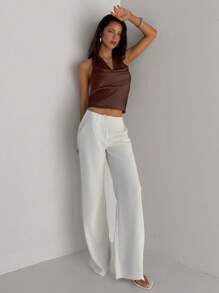 Aloruh Women's Summer Solid Color Draped Neck Fashion Camisole