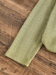 青少年男孩时尚领口袋夹克和裤子套装 - 米色 - 查看 5