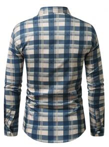 Manfinity Homme Men's Long Sleeve Casual Plaid Graphic Collar Shirt, For Going Out
